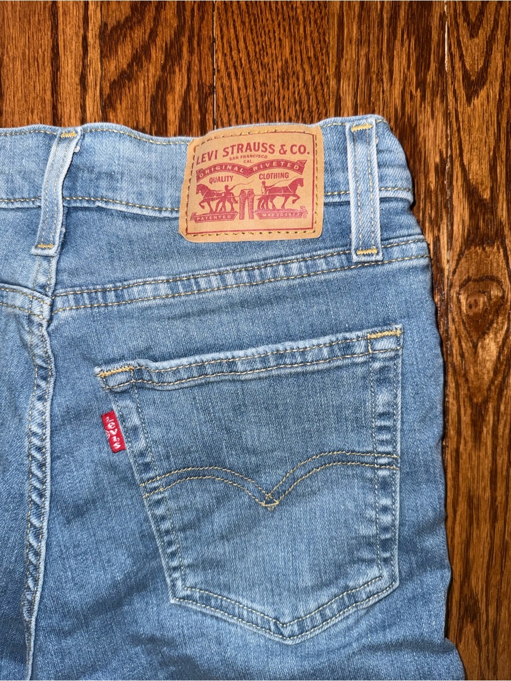 Levi's Light Blue Straight Leg Distressed Jeans - Picture 4 of 4